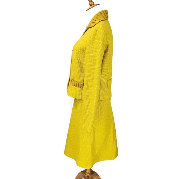 Philosophy Di Alberta Ferretti Vintage Wool Retro Mod Mustard Jacket Skirt Suit - Picture 4 of 16